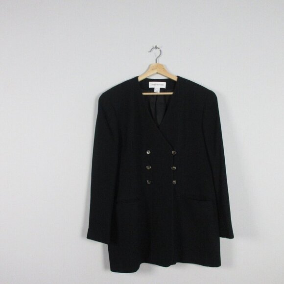 Jones New York Women's Wool Blend Blazer VTG Business Minimalist 16 Black 702 - Picture 1 of 11
